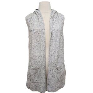 Retrology Speckled Cream Sleeveless Hooded Cardigan Sweater Size XL